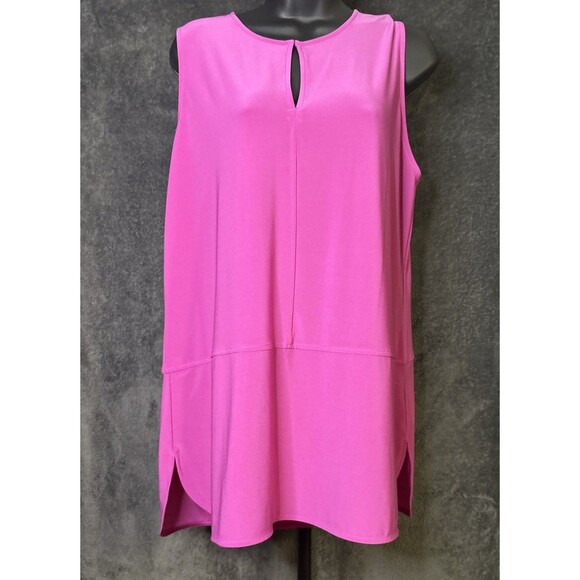 Ralph Lauren Shirt sleeveless top Tunic Pink Hibiscus keyhole neck Plus XL - Picture 2 of 11